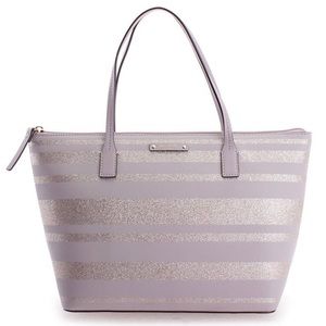 Kate Spade New York 
Large Hani Haven Lane Shoulder Tote Bag (Purple-Grey)